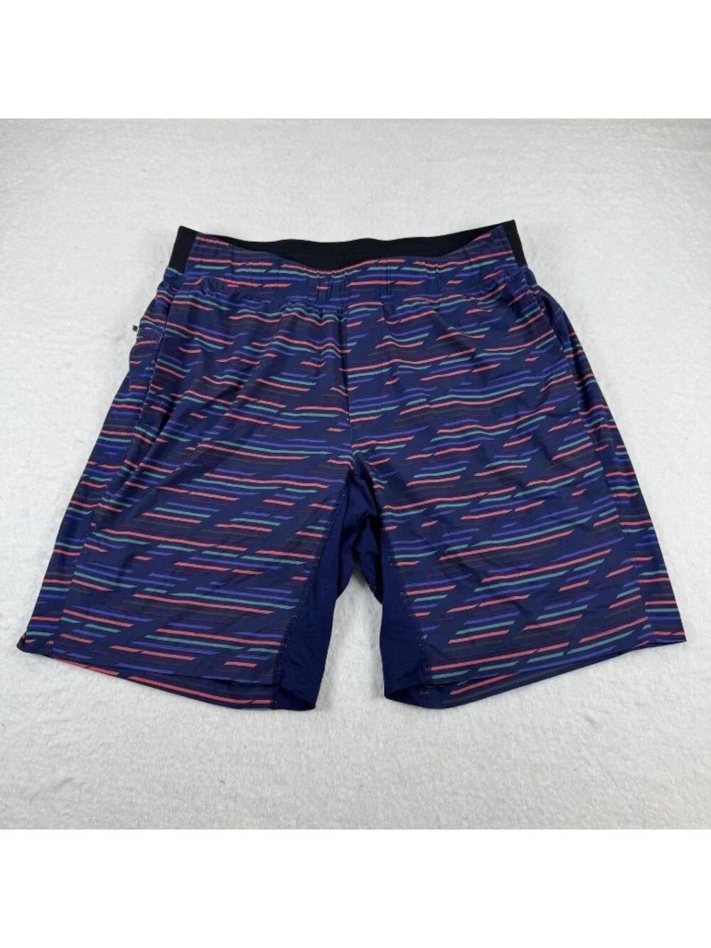 Lululemon Athletica Shorts Mens Size XL Blue 9 Inseam Striped Running Athletic